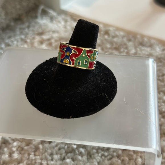 Colorful Enamel Gold Ring - Picture 8 of 9